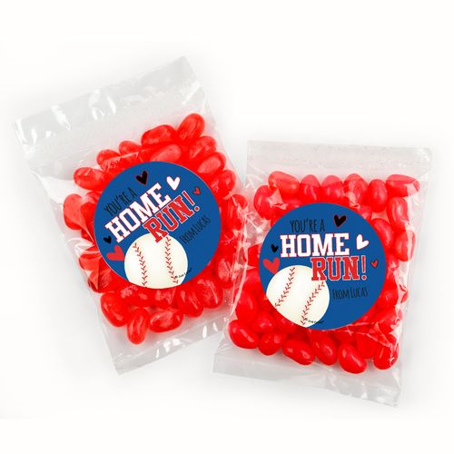 Personalized Valentine's Day Candy Bag with Jelly Belly Jelly Beans - You're A Home Run
