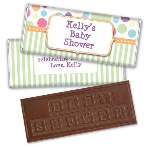 Personalized Baby Shower Colorful Dots Embossed Chocolate Bar