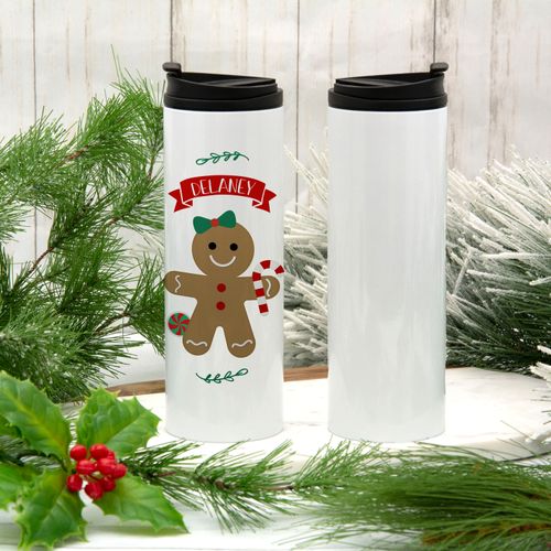 Personalized Gingerbread Girl Stainless Steel Thermal Tumbler (16oz)
