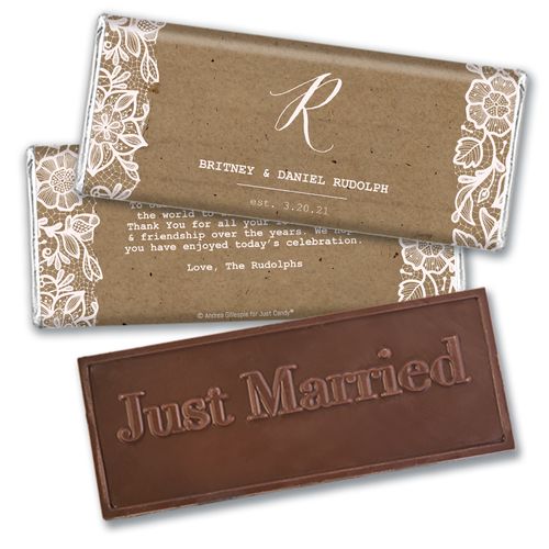 Personalized Floral Lace Wedding Embossed Chocolate Bars