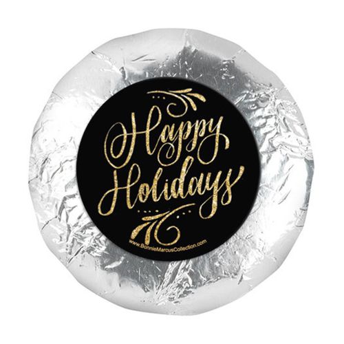 Personalized Bonnie Marcus Happy Holidays Flourish 1.25" Stickers (48 Stickers)