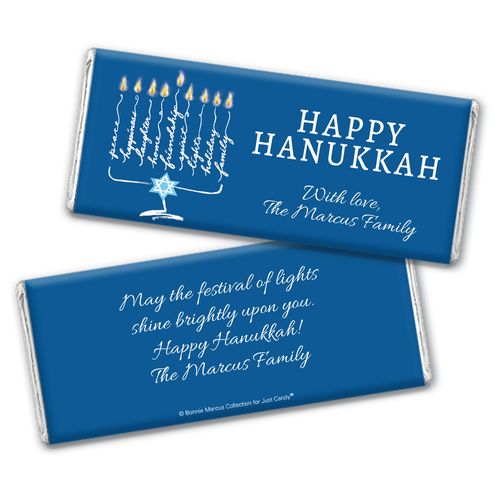 Personalized Bonnie Marcus Chocolate Bar Wrapper Only - Hanukkah Lights