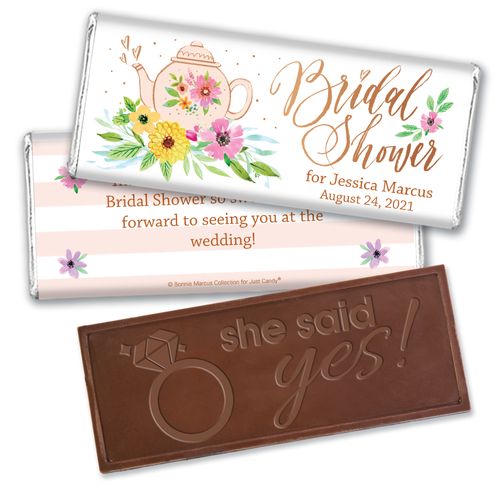 Personalized Bonnie Marcus Embossed Chocolate Bar & Wrapper - Birdal Shower Garden Tea Party