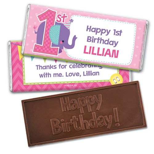 Personalized Birthday Elephant Embossed Happy Birthday Chocolate Bar