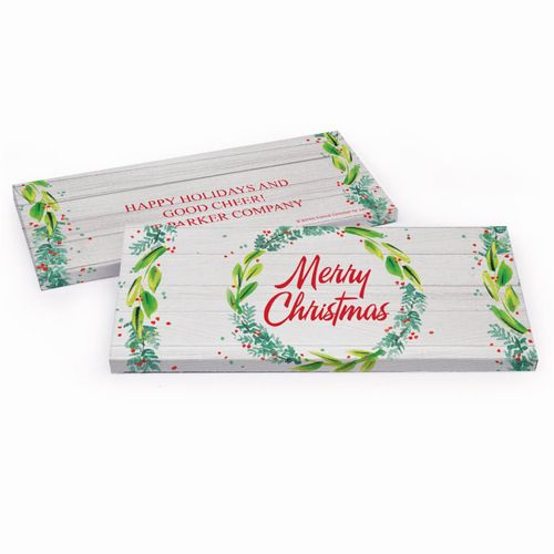 Deluxe Personalized Festive Foliage Christmas Candy Bar Favor Box