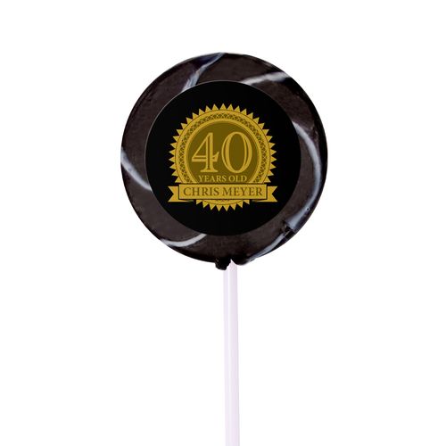 Milestones Personalized Small Swirly Pop 40th Birthday Favors (24 Pack)