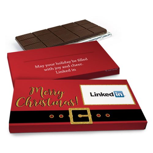 Deluxe Personalized Add Your Logo Christmas Chocolate Bar in Metallic Gift Box(3oz Bar)