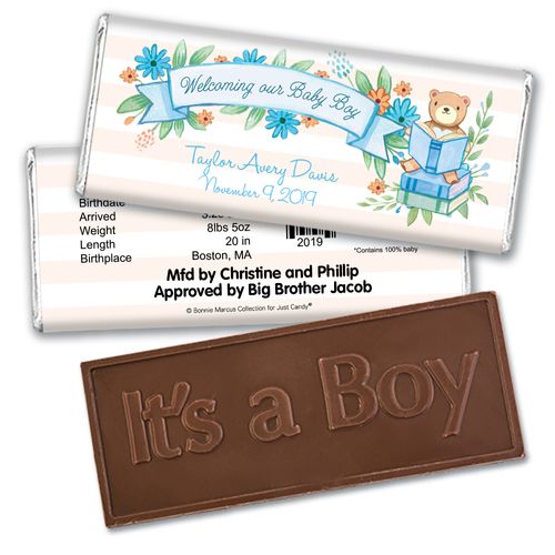 Story Time Embossed It's a Boy Bar Personalized Embossed Chocolate Bar Assembled