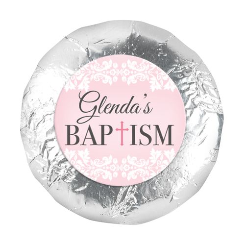 Personalized Bonnie Marcus Floral Filigree Baptism 1.25" Stickers (48 Stickers)