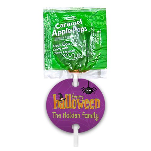 Personalized Halloween Spirit Caramel Apple Pops with Gift Tags (48 pops)