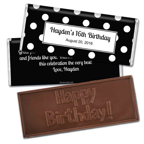 Birthday Personalized Embossed Chocolate Bar Polka Dot