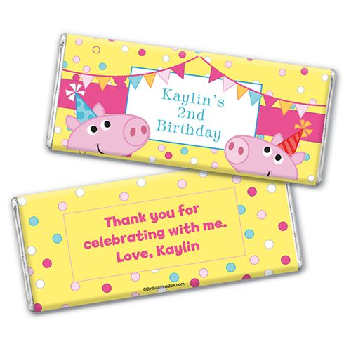 Personalized Birthday Pigs & Dots Chocolate Bar & Wrapper