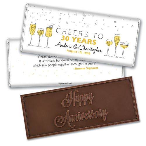 Personalized Wedding Anniversary Embossed Chocolate Bar Cheers To Love