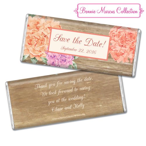 Bonnie Marcus Collection Personalized Chocolate Bar Chocolate and Wrapper Blooming Joy Save the Date