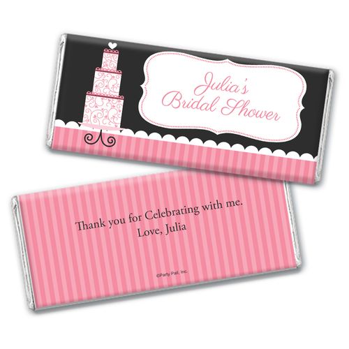 Personalized Bridal Shower Pink Cake Chocolate Bar & Wrapper
