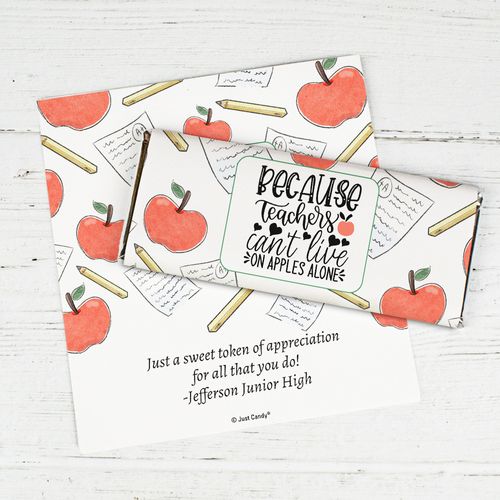 Personalized Teacher Appreciation Chocolate Bar Wrapper Only - Teacher's on Apples