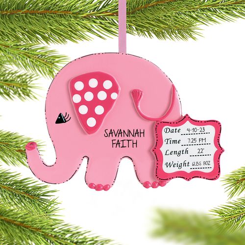 Personalized Baby Girl Pink Elephant