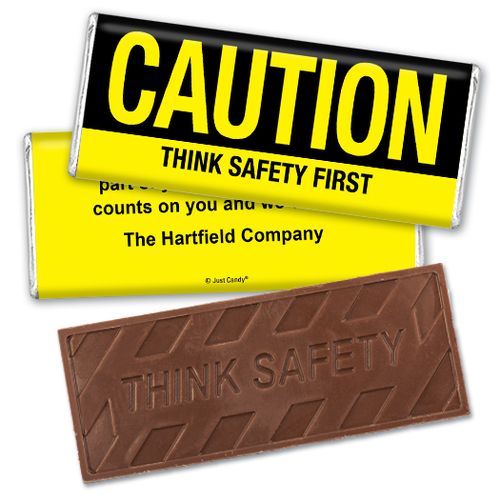 Personalized Embossed Think Safety Chocolate Bar Caution Think Safety First