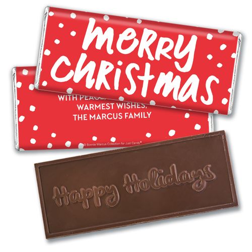 Personalized Bonnie Marcus Jolly Red Christmas Embossed Chocolate Bar & Wrapper