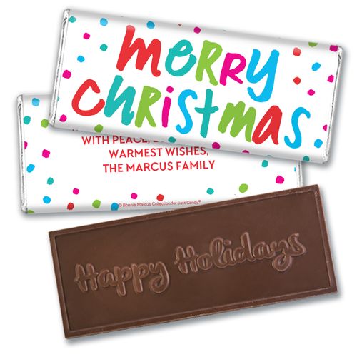 Personalized Bonnie Marcus Polkadot Party Christmas Embossed Chocolate Bar & Wrapper