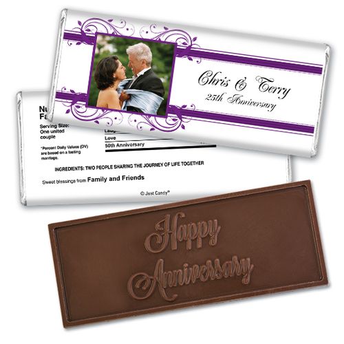Anniversary Personalized Embossed Chocolate Bar Elegant Framed Photo