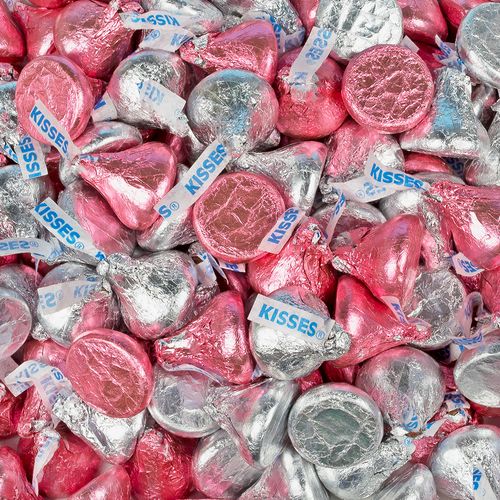 Hershey's Kisses Light Pink & Silver Foil Candy