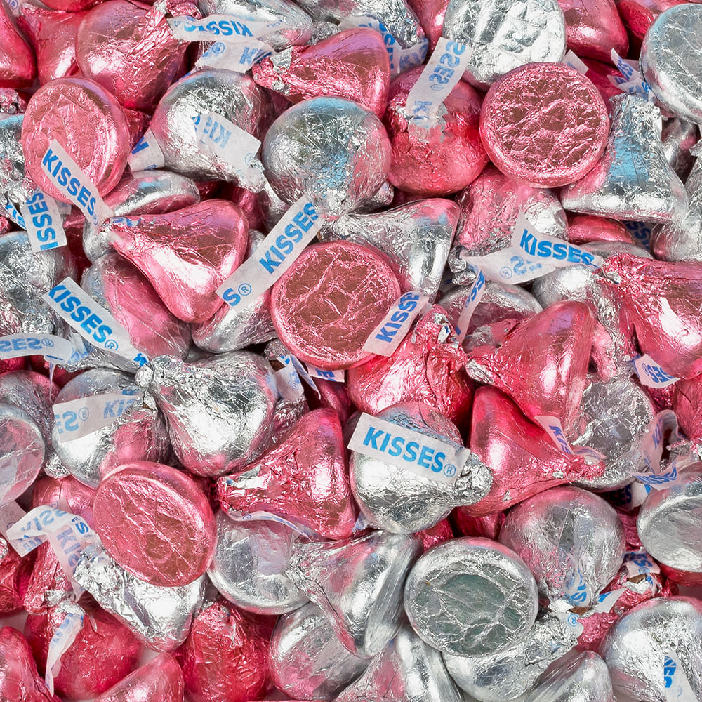 Hershey's Kisses Light Pink & Silver Foil Candy - Whcandy.com