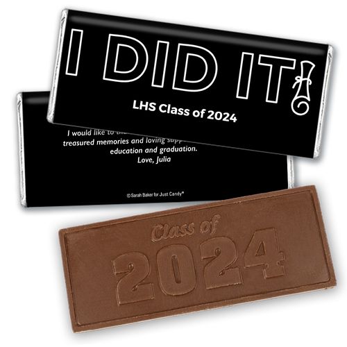 Personalized Graduation I Did It! Embossed Chocolate Bar and Wrapper