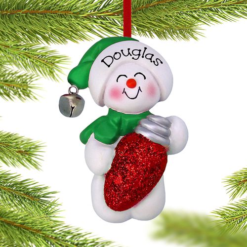 Personalized Snowman with Christmas Light