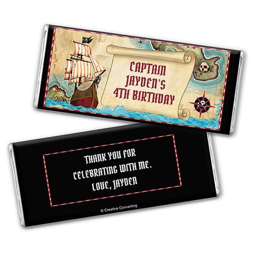 Personalized Birthday Pirate Map Chocolate Bar Wrappers