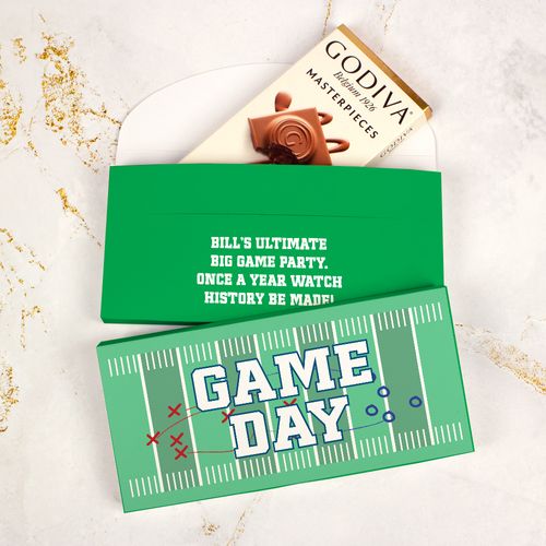 Deluxe Personalized Big Game Football Field Godiva Chocolate Bar in Gift Box