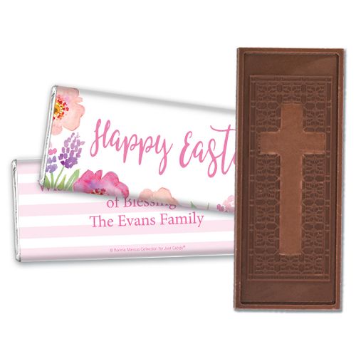 Bonnie Marcus Collection Easter Pink Flowers Embossed Chocolate Bar & Wrapper
