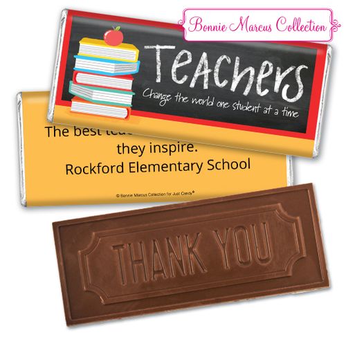 Personalized Teacher Appreciation Books Assembled Embossed Chocolate Bar