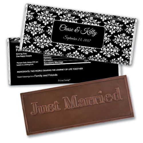 Personalized Wedding Favor Embossed Chocolate Bar Floral Lattice