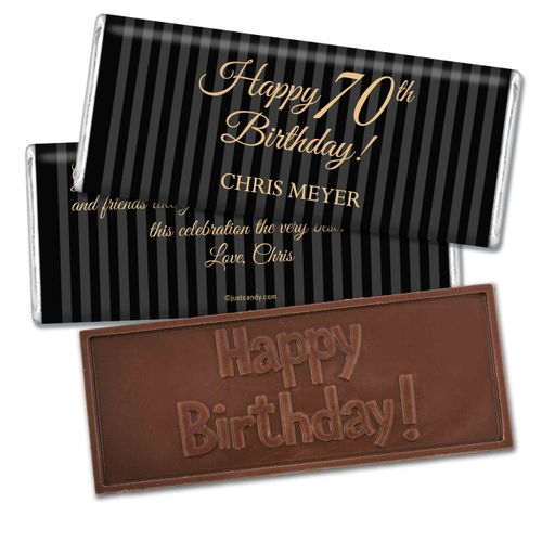 Milestones Personalized Embossed Chocolate Bar 70th Birthday Favors