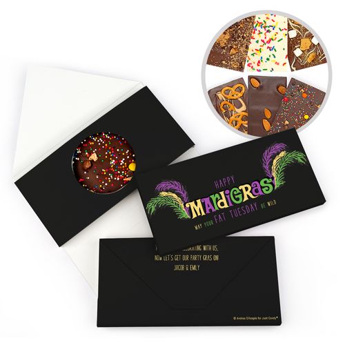 Personalized Mardi Gras Party Gras Party Gourmet Infused Belgian Chocolate Bars (3.5oz)