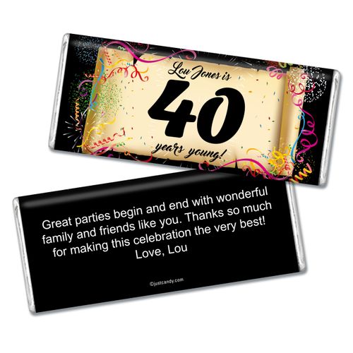 Milestones Personalized Chocolate Bar 40th Birthday Chocolates Commemorate