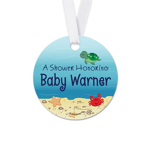 Personalized Ocean Bubbles Baby Shower Round Favor Gift Tags (20 Pack)