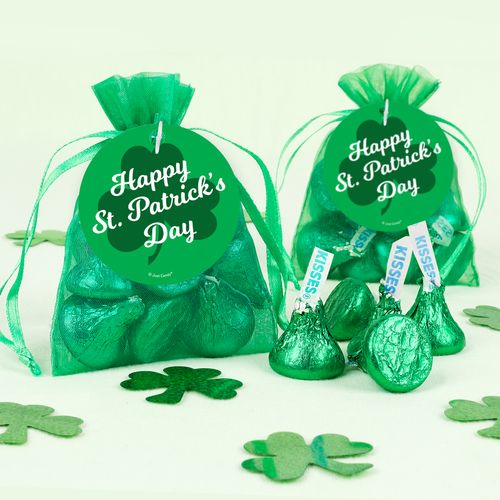 St. Patrick's Day Clover Hershey's Kisses in Organza Bags