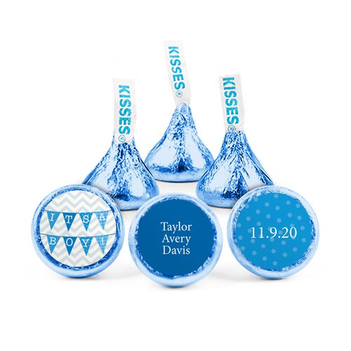 Personalized Boy Birth Announcement Chevron Banner Hershey's Kisses