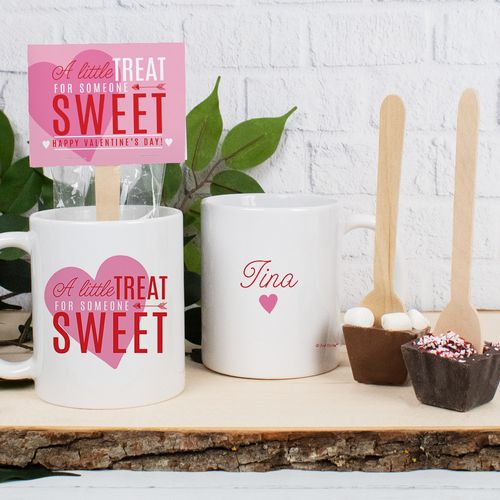 Personalized Valentine's Day 11oz Mug with Hot Chocolate Spoon - Little Treat for Someone Sweet