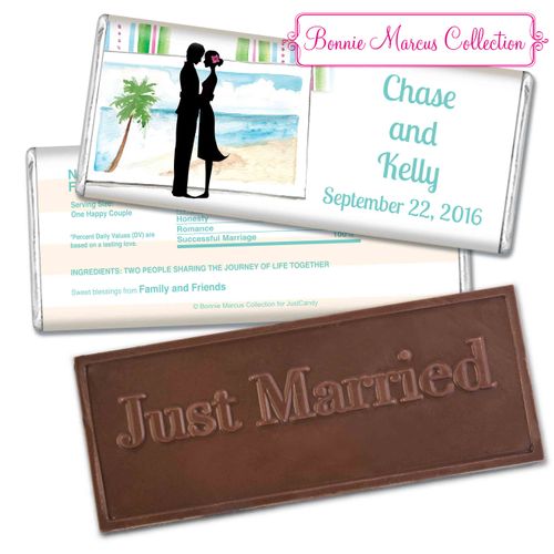 Personalized Bonnie Marcus Embossed Chocolate Bar Wedding Favors Tropical I Do Wedding