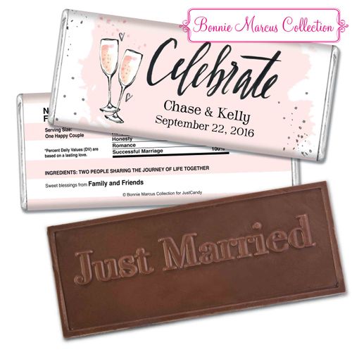 Personalized Bonnie Marcus Embossed Chocolate Bar Chocolate and Wrapper The Bubbly Custom Wedding Favor