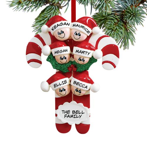 Personalized Candy Cane Family of 6