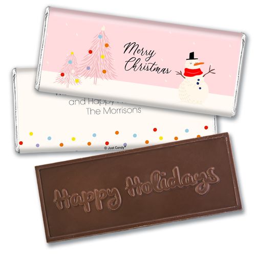 Personalized Christmas Blush Embossed Chocolate Bar