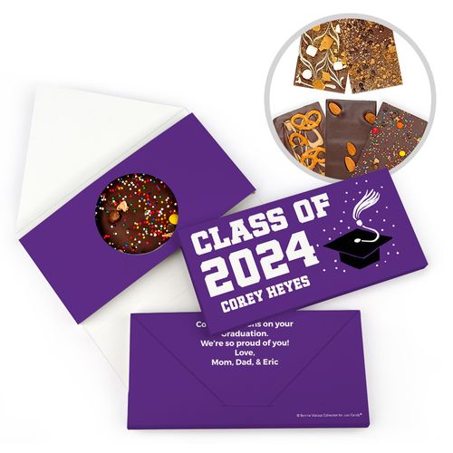 Personalized Bonnie Marcus Grad Cap Graduation Gourmet Infused Belgian Chocolate Bars (3.5oz)