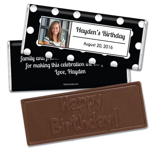 Birthday Personalized Embossed Chocolate Bar Polka Dot Photo
