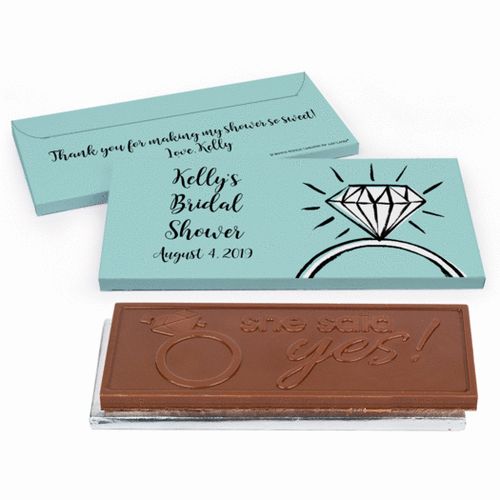 Deluxe Personalized Last Fling Bridal Shower Embossed Chocolate Bar in Gift Box