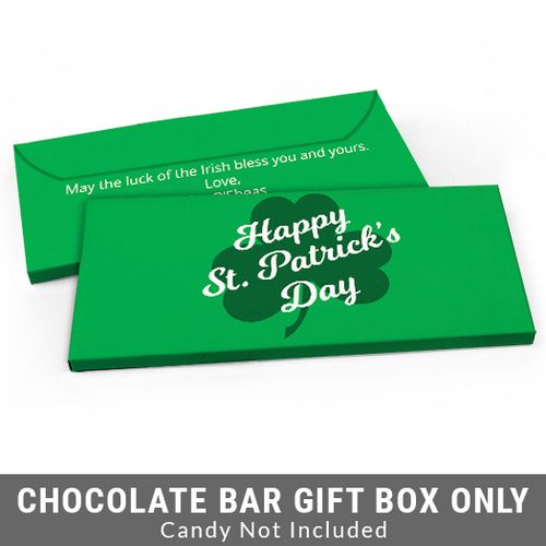 Deluxe Personalized Clover St. Patrick's Day Candy Bar Favor Box