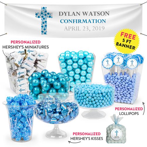 Personalized Boy Confirmation Stones Cross Deluxe Candy Buffet